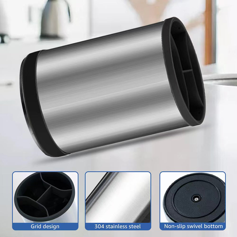 Rotatable Stainless Steel Utensil Storage Rack
