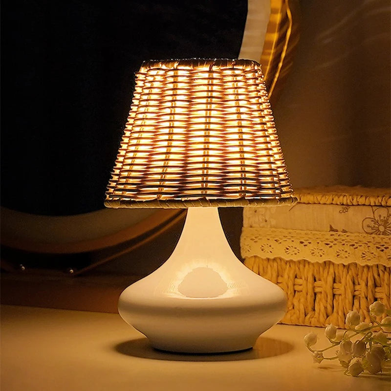 Dimmable LED Night Light USB Bamboo Shade for Bedroom