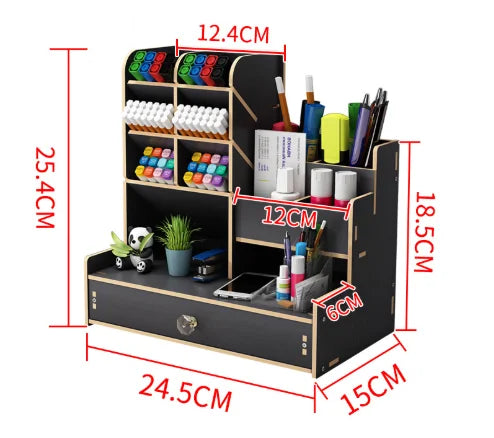 Large Capacity Wooden Desk Organizer for Home & Office