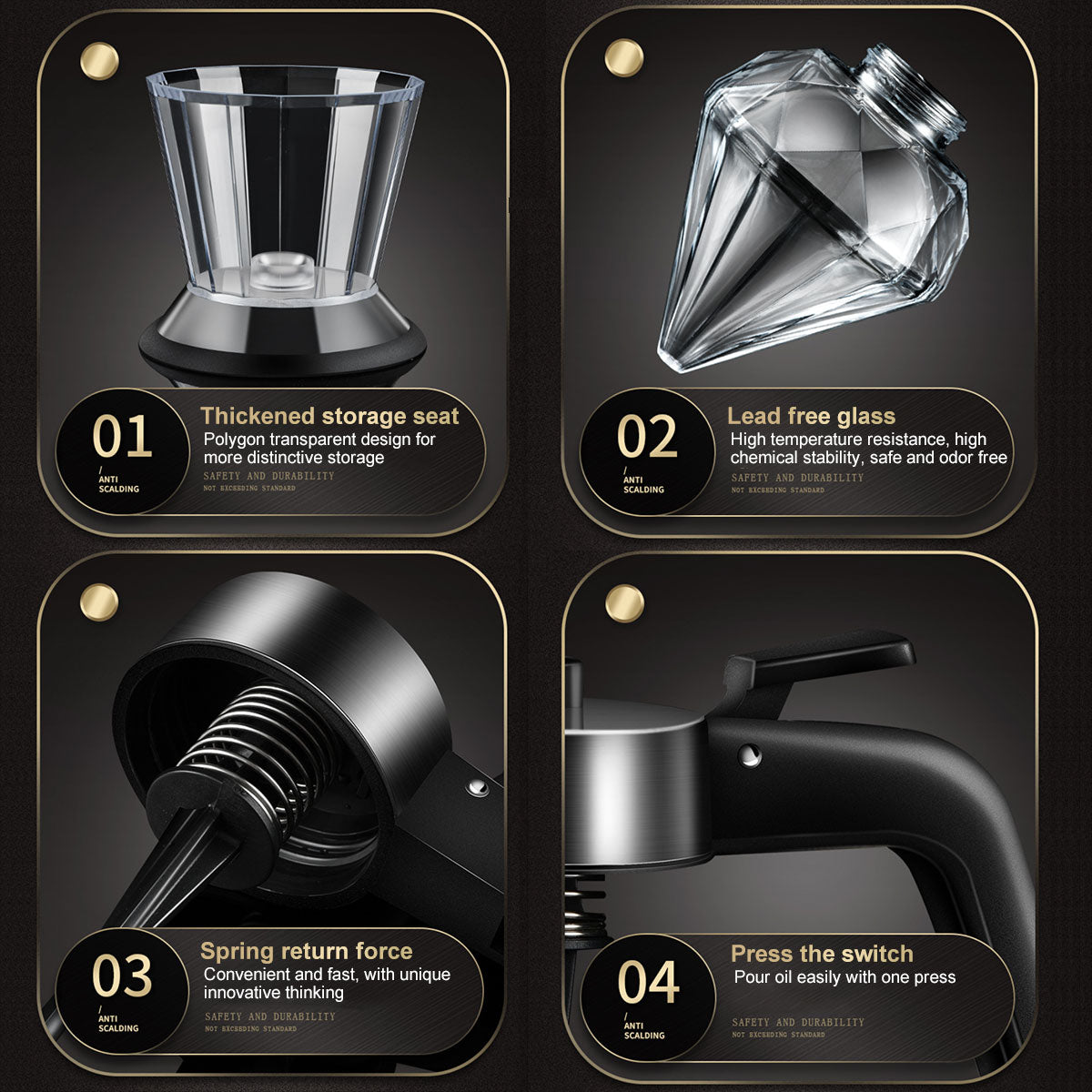 Diamond Glass Honey Dispenser 200ml - Stylish Kitchen Essential