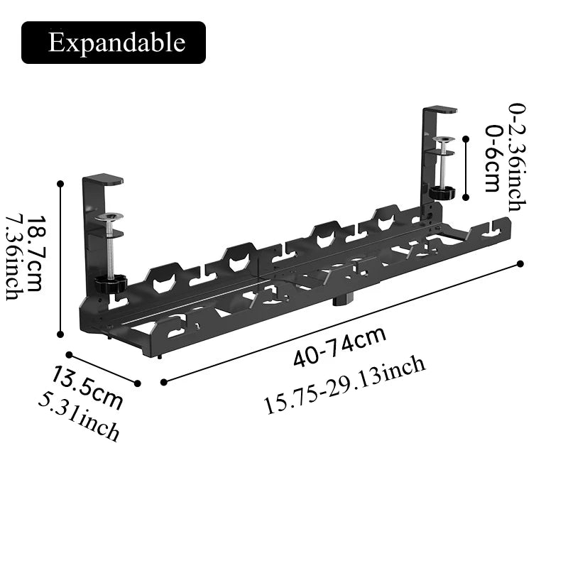 Home Office Desk Organizer - Metal Cable Management Tray