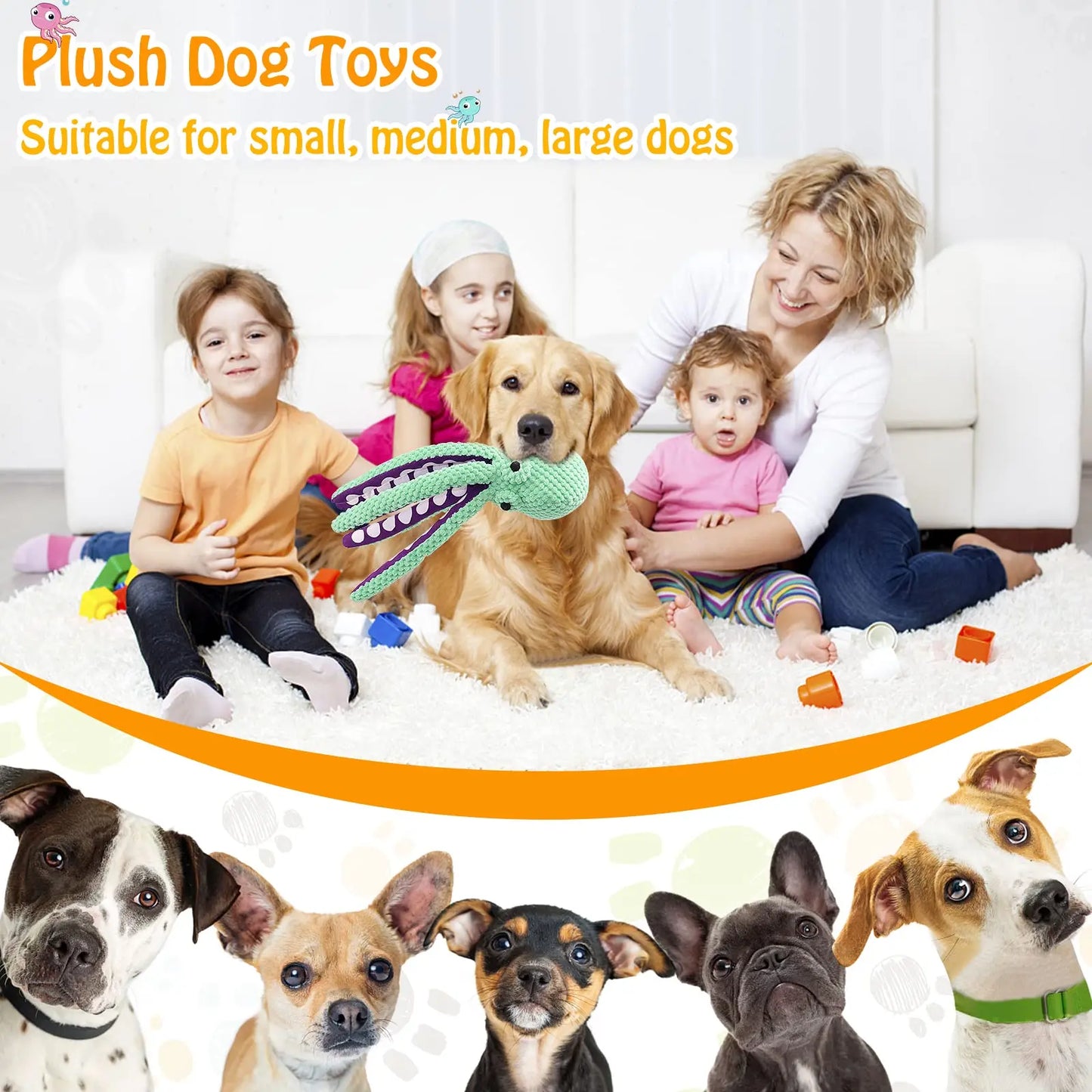 Interactive Plush Dog Toy - Squeaky, Durable & Bite Resistant