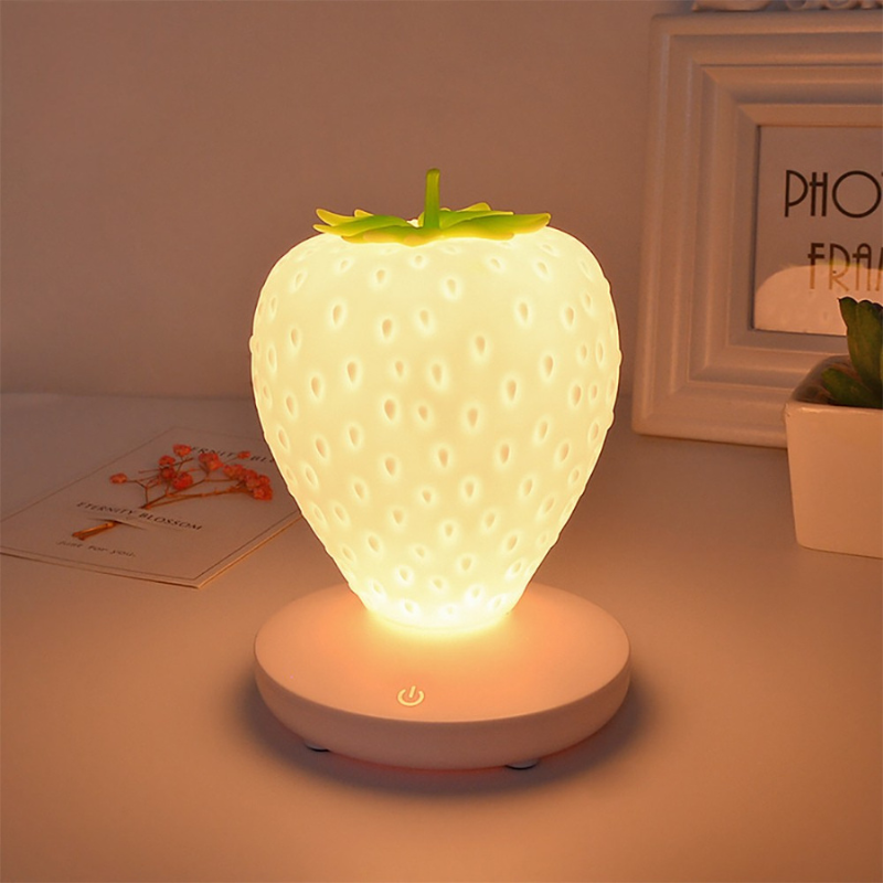 Touch-Sensor LED Strawberry Lamp - USB Rechargeable Night Light