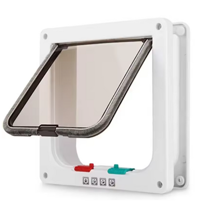 4-Way Locking Dog & Cat Flap Door – Durable ABS Pet Door for Interior & Exterior Doors