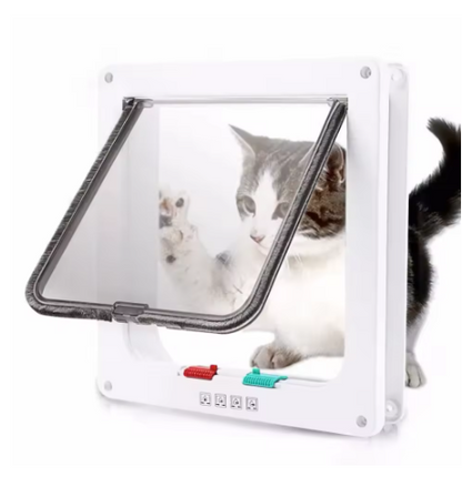 4-Way Locking Dog & Cat Flap Door – Durable ABS Pet Door for Interior & Exterior Doors
