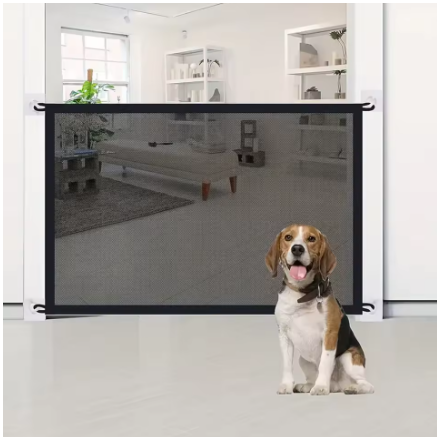 Small Pet Safety Gate – Retractable Mesh Dog & Cat Stairway Barrier for Pets Under 20 lbs