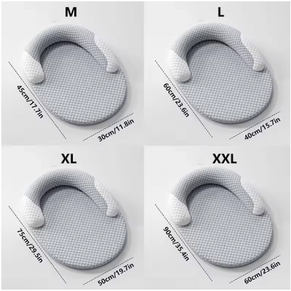 Cooling Pet Bed with Bolster Pillow – Breathable Ice Silk Washable Dog Bed with Non-Slip Bottom