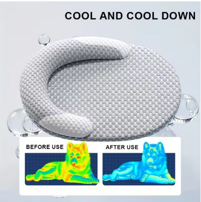 Cooling Pet Bed with Bolster Pillow – Breathable Ice Silk Washable Dog Bed with Non-Slip Bottom