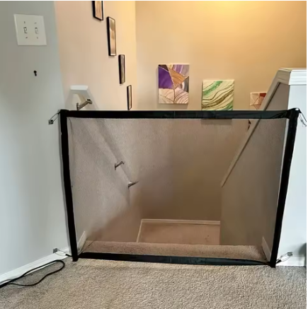 Small Pet Safety Gate – Retractable Mesh Dog & Cat Stairway Barrier for Pets Under 20 lbs