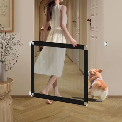 Small Pet Safety Gate – Retractable Mesh Dog & Cat Stairway Barrier for Pets Under 20 lbs