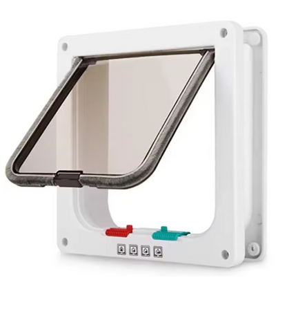 4-Way Locking Dog & Cat Flap Door – Durable ABS Pet Door for Interior & Exterior Doors