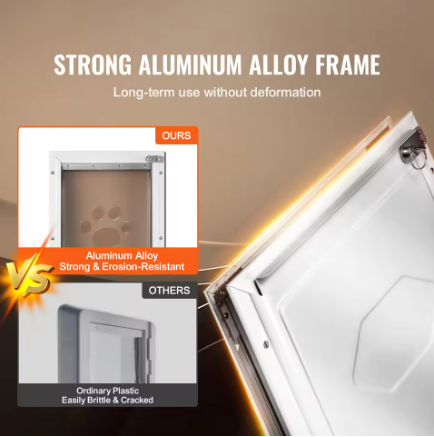 Aluminum Dog Door with Magnetic Flap – Weatherproof Lockable Pet Door for Dogs & Cats