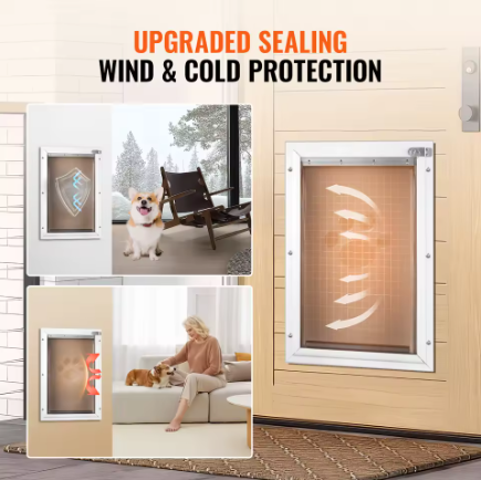 Aluminum Dog Door with Magnetic Flap – Weatherproof Lockable Pet Door for Dogs & Cats