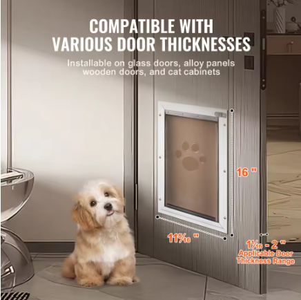 Aluminum Dog Door with Magnetic Flap – Weatherproof Lockable Pet Door for Dogs & Cats