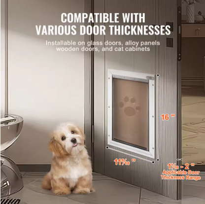 Aluminum Dog Door with Magnetic Flap – Weatherproof Lockable Pet Door for Dogs & Cats