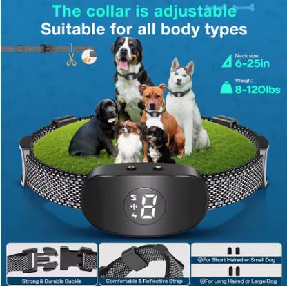 Rechargeable Smart Anti-Bark Dog Collar – Adjustable Bark Control with Beep, Vibration & Static Modes