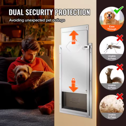 Aluminum Dog Door with Magnetic Flap – Weatherproof Lockable Pet Door for Dogs & Cats