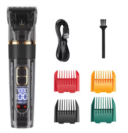 Professional Pet Grooming Clippers – Cordless USB Rechargeable Dog & Cat Hair Trimmer with LED Display