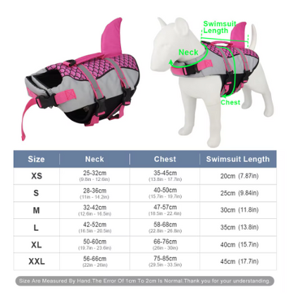 Shark Fin Dog Life Jacket – Adjustable Reflective Pet Swimming Vest with Rescue Handle