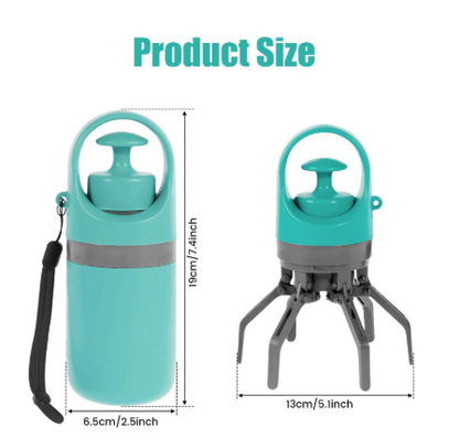 Portable Dog Poop Scooper with Built-In Bag Dispenser – One-Handed Pet Waste Picker