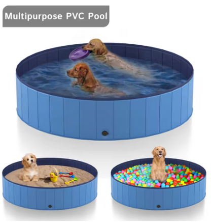 Foldable Dog Swimming Pool – Portable PVC Pet Bath & Outdoor Splash Pool (40")