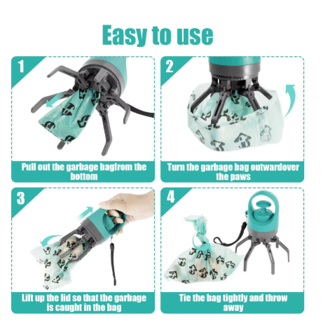 Portable Dog Poop Scooper with Built-In Bag Dispenser – One-Handed Pet Waste Picker