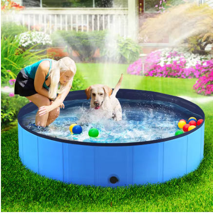 Foldable Dog Swimming Pool – Portable PVC Pet Bath & Outdoor Splash Pool (40")