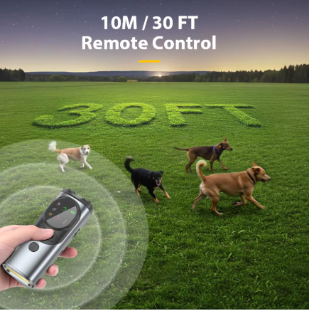 Ultrasonic Dog Repeller & Training Device – Rechargeable Anti-Bark Deterrent with Flashlight