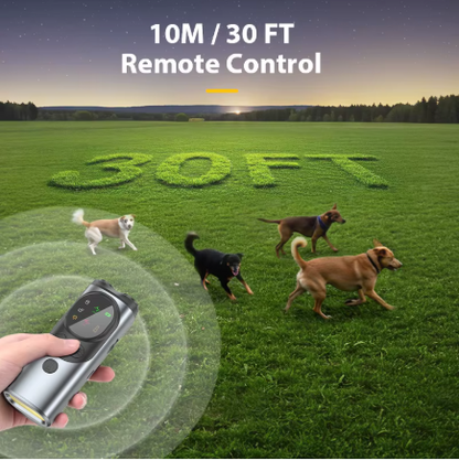 Ultrasonic Dog Repeller & Training Device – Rechargeable Anti-Bark Deterrent with Flashlight