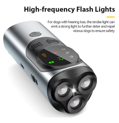 Ultrasonic Dog Repeller & Training Device – Rechargeable Anti-Bark Deterrent with Flashlight