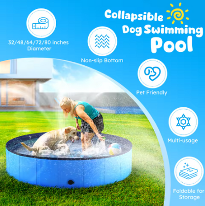 Foldable Dog Swimming Pool – Portable PVC Pet Bath & Outdoor Splash Pool (40")