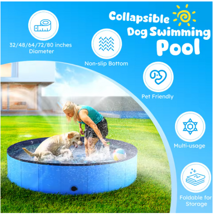 Foldable Dog Swimming Pool – Portable PVC Pet Bath & Outdoor Splash Pool (40")