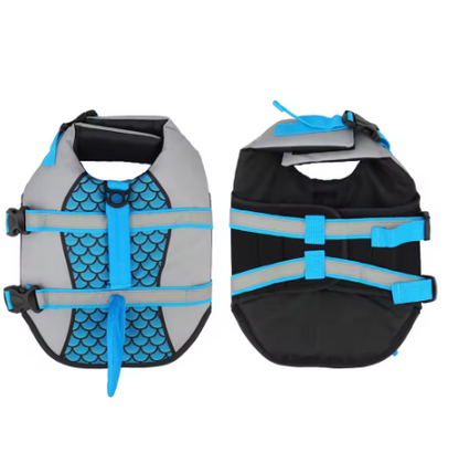 Shark Fin Dog Life Jacket – Adjustable Reflective Pet Swimming Vest with Rescue Handle