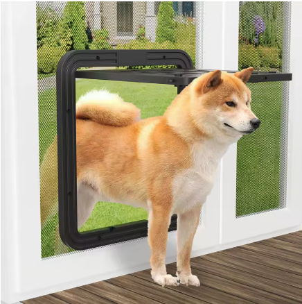 Large Dog Screen Door – Self-Closing 4-Way Locking Pet Door for Screen Doors & Windows