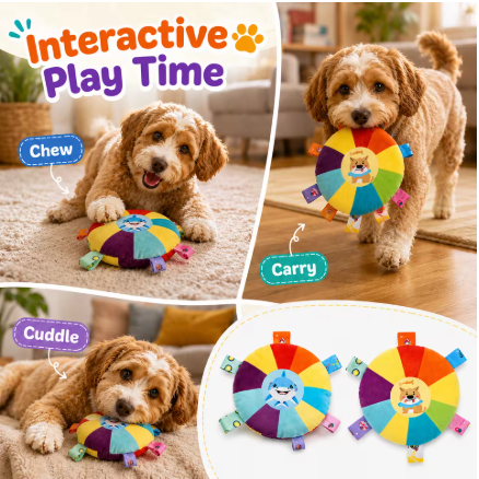 Interactive Plush Dog Toy with Bell for Puppies & Small Dogs | Bite-Resistant Fleece Chew Toy