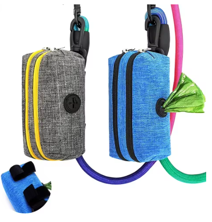 Hands-Free Dog Poop Bag Dispenser with Storage Pocket – Waterproof Leash Attachment Holder