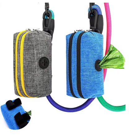 Hands-Free Dog Poop Bag Dispenser with Storage Pocket – Waterproof Leash Attachment Holder