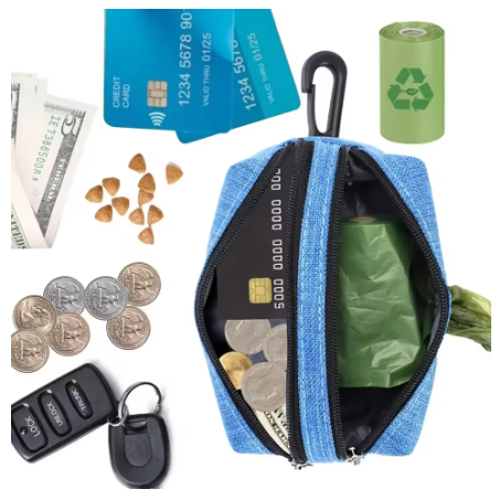 Hands-Free Dog Poop Bag Dispenser with Storage Pocket – Waterproof Leash Attachment Holder