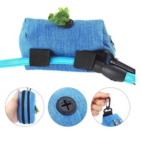 Hands-Free Dog Poop Bag Dispenser with Storage Pocket – Waterproof Leash Attachment Holder