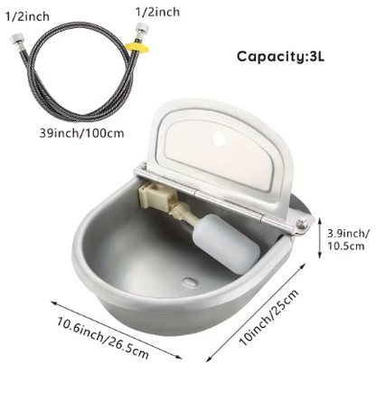Automatic Gravity Pet Water Dispenser – Stainless Steel Outdoor Water Bowl for Dogs & Cats
