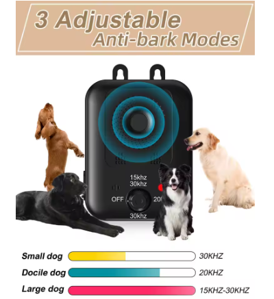 Rechargeable Ultrasonic Dog Bark Control Device – Waterproof Indoor & Outdoor Anti-Bark Deterrent