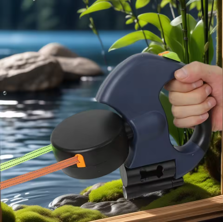 Retractable Dog Leash with LED Flashlight & Waste Bag Holder