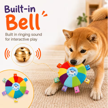 Interactive Plush Dog Toy with Bell for Puppies & Small Dogs | Bite-Resistant Fleece Chew Toy