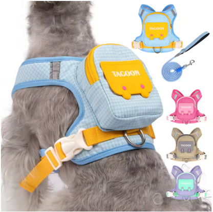 Reflective Dog Harness with Backpack & Leash Set – Adjustable Vest for Small, Medium & Large Dogs