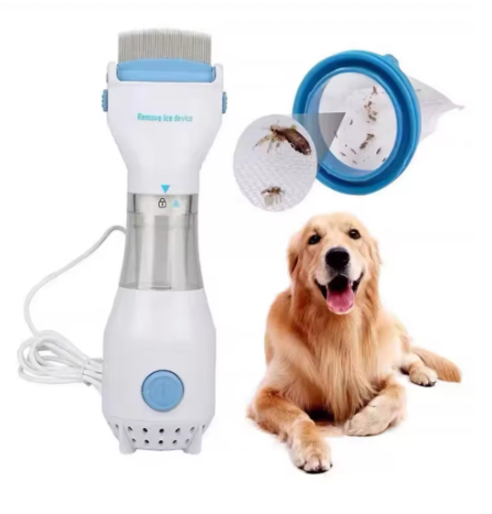 Electric Pet Flea Comb & Lice Remover – Rechargeable Vacuum Grooming Brush for Dogs