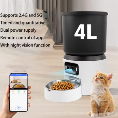 4L Automatic Pet Feeder - Timed Portion Control & Stainless Steel Bowl