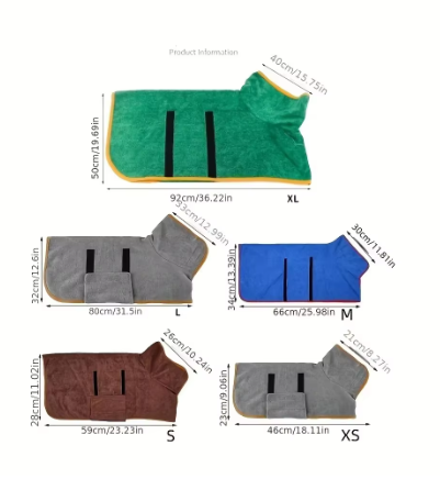 Quick-Dry Pet Bathrobe – Super Absorbent Dog & Cat Towel