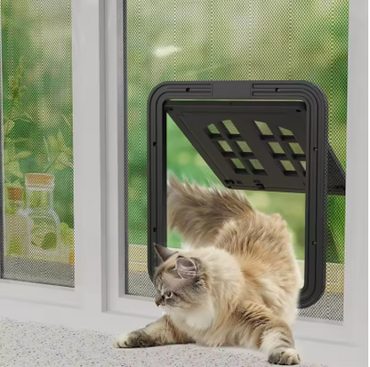 Large Dog Screen Door – Self-Closing 4-Way Locking Pet Door for Screen Doors & Windows