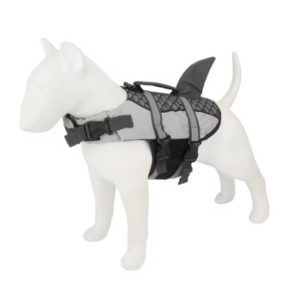 Shark Fin Dog Life Jacket – Adjustable Reflective Pet Swimming Vest with Rescue Handle