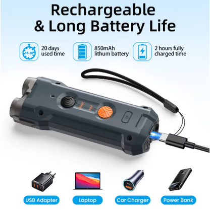 2-in-1 Ultrasonic Dog Trainer & Anti-Bark Device – Rechargeable Dog Repeller with Flashlight
